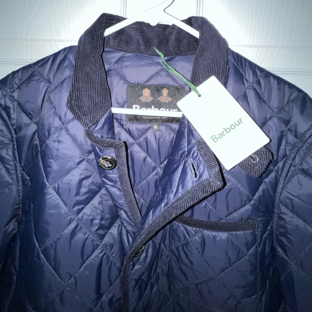 Barbour Tartan 
Men's Quilted Navy Jacket - Picture 6 of 11